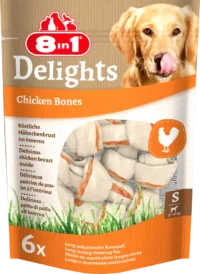 8 in 1 Delights Chicken Bones XS Dog Treats, Beef and Chicken Flavored